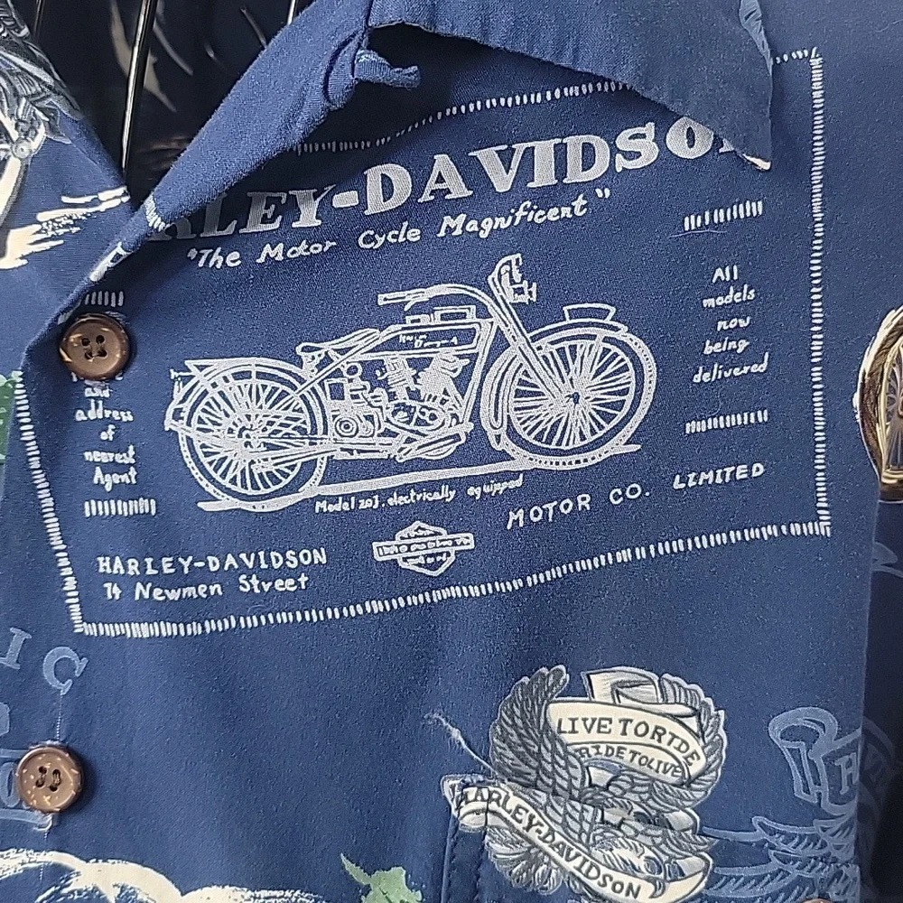 Harley-Davidson Blue‎ Casual Button Down Shirt - Picture 6 of 14
